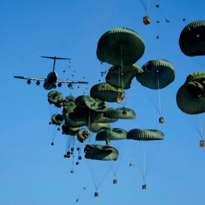 Globemaster airdrops parachutes cargo